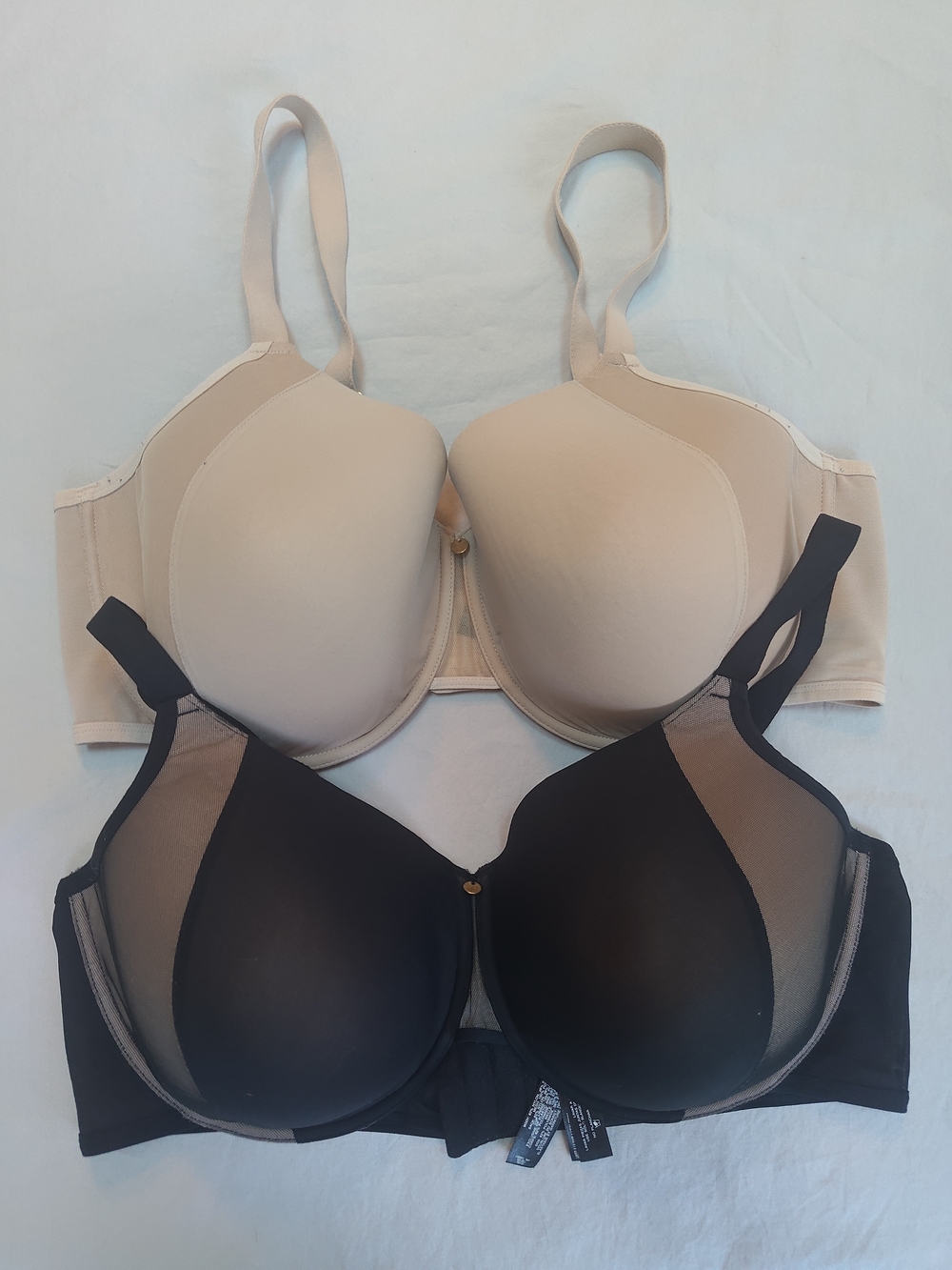 Natori Bra Women 40G LOT of 2 Nude Black Soft Mesh Underwire T Shirt Quality